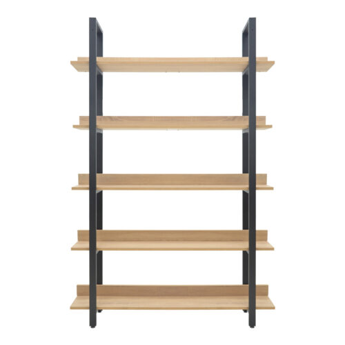 Βιβλιοθήκη Almond pakoworld σε oak-μαύρη απόχρωση 120x29x185εκ (x1)