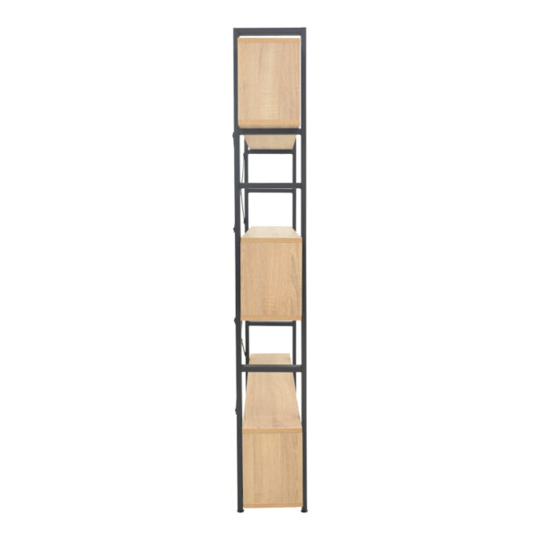 Βιβλιοθήκη Fifer pakoworld σε oak-μαύρη απόχρωση 120x28x185εκ (x1) - Image 2