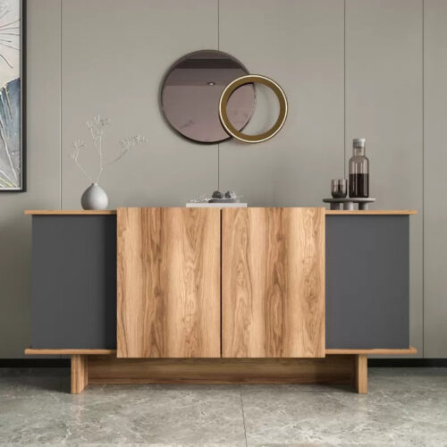 Μπουφές Aramos pakoworld σε ανθρακί - oak απόχρωση 180x45x80εκ (x1)