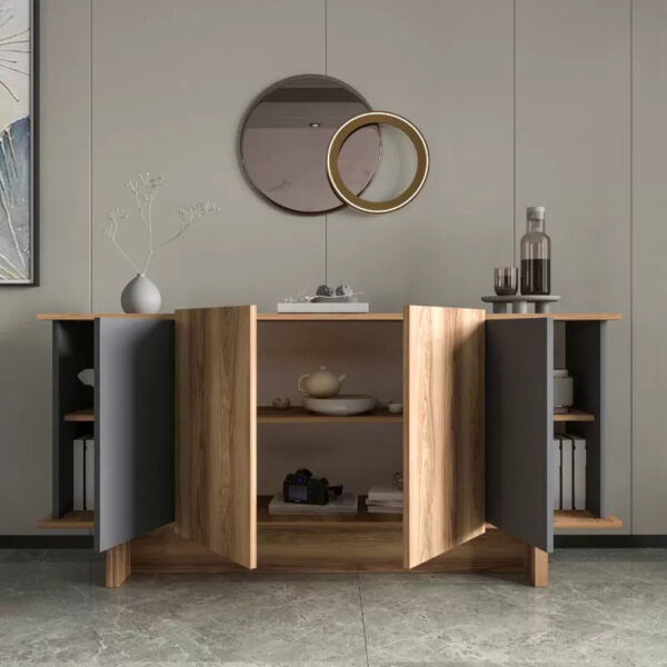 Μπουφές Aramos pakoworld σε ανθρακί - oak απόχρωση 180x45x80εκ (x1) - Image 2