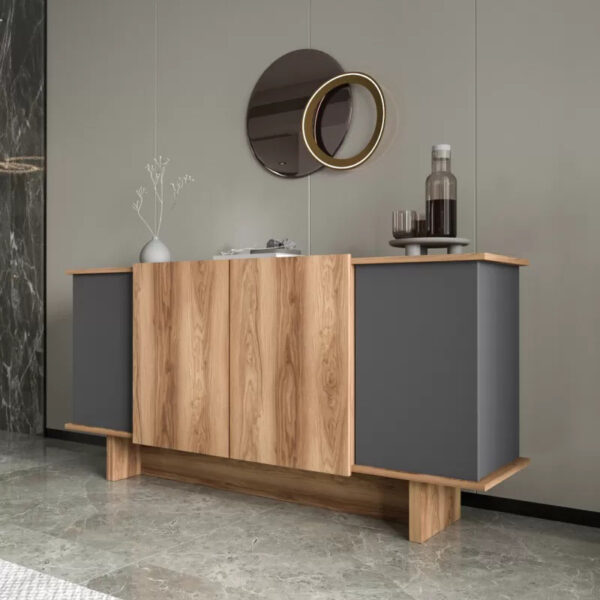 Μπουφές Aramos pakoworld σε ανθρακί - oak απόχρωση 180x45x80εκ (x1) - Image 3