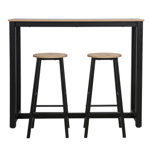 Σετ τραπέζι μπαρ Marle pakoworld 3τμχ sonoma-μαύρο πόδι 120x40x100εκ (x1)