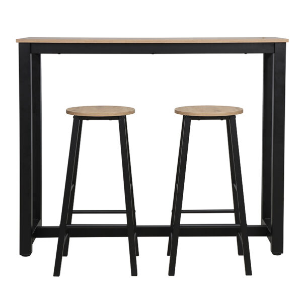 Σετ τραπέζι μπαρ Marle pakoworld 3τμχ sonoma-μαύρο πόδι 120x40x100εκ (x1)