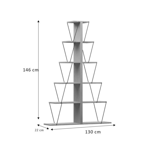 Βιβλιοθήκη mini Tars pakoworld ανθρακί-μαύρο 130x22x146εκ (x1) - Image 3