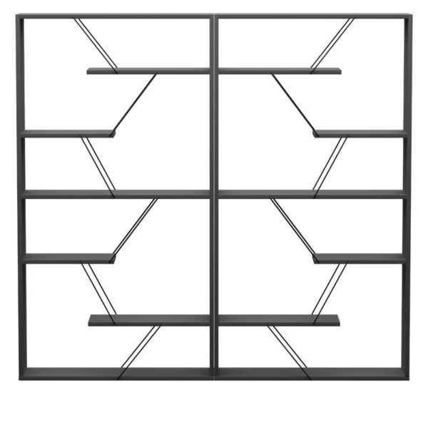 Βιβλιοθήκη Tars pakoworld ανθρακί-μαύρο 168x24x157εκ (x1)