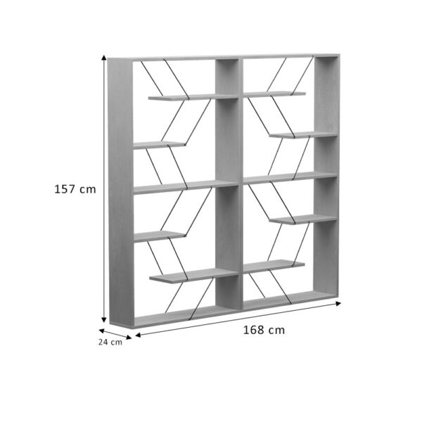 Βιβλιοθήκη Tars pakoworld γκρι-λευκό 168x24x157εκ (x1) - Image 3