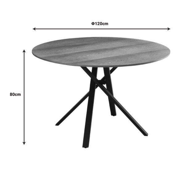 Tραπέζι Cerco pakoworld sonoma mdf και μαύρο μεταλλικό πόδι Φ120x75εκ (x1) - Image 3