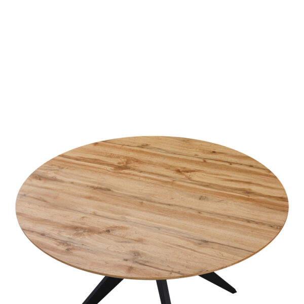 Τραπέζι Toda pakoworld mdf σε sonoma απόχρωση με μαύρα μεταλλικά πόδια Φ120x75εκ (x1) - Image 2