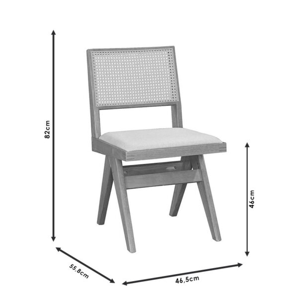 Καρέκλα Winslow pakoworld ξύλο rubberwood μαύρο-pvc rattan φυσικό-ύφασμα γκρι (x2) - Image 3