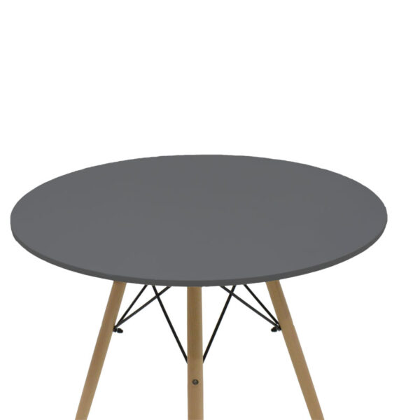 Τραπέζι Julita pakoworld MDF μαύρο-πόδια φυσικό Φ80x73εκ (x1) - Image 2