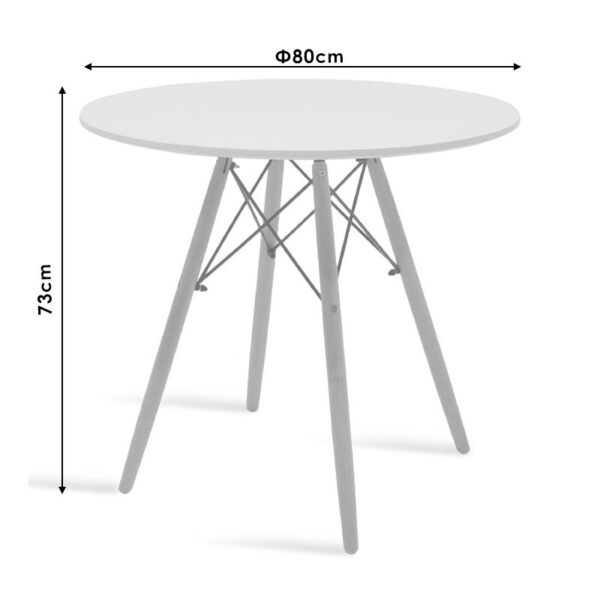 Τραπέζι Julita pakoworld MDF μαύρο-πόδια φυσικό Φ80x73εκ (x1) - Image 3