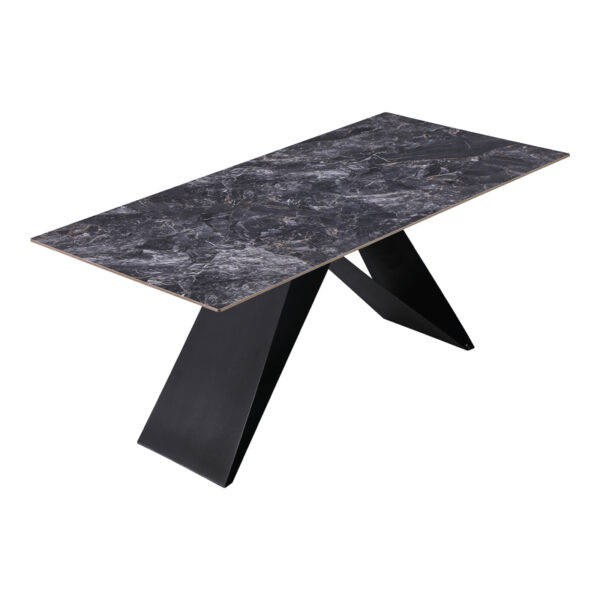 Τραπέζι Meja pakoworld Sintered stone μαύρο με μεταλλικά πόδια σε μαύρη απόχρωση 180x90x76εκ (x1) - Image 2
