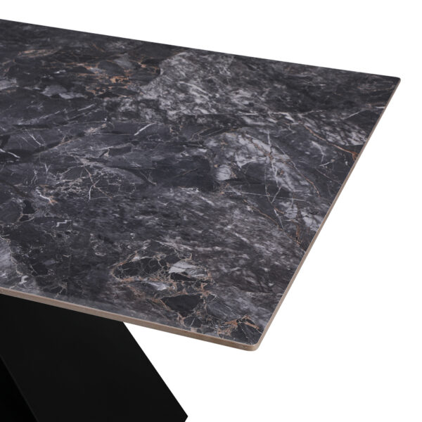 Τραπέζι Meja pakoworld Sintered stone μαύρο με μεταλλικά πόδια σε μαύρη απόχρωση 180x90x76εκ (x1) - Image 3