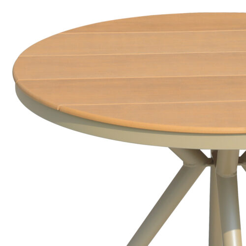 Τραπέζι Hilly pakoworld plywood και αλουμίνιο σε σαμπανιζέ απόχρωση Φ100x75εκ (x1)