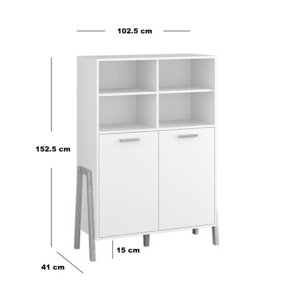 Βιβλιοθήκη Belle Λευκό 102.5x41x152.5cm - Image 3