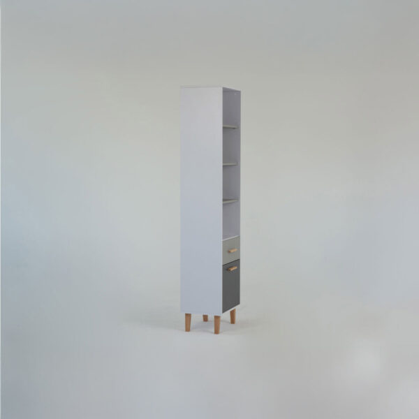 Βιβλιοθήκη Timmy Λευκό-Γραφίτη-Γκρι 46.8x36x199cm - Image 4
