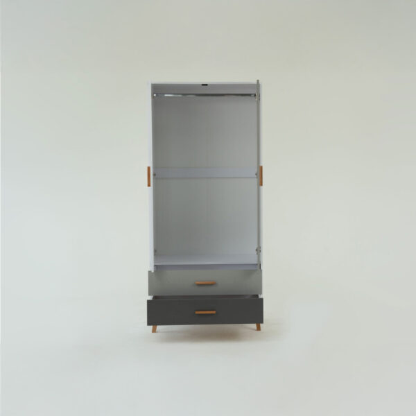 Ντουλάπα Timmy 2D2S Λευκό-Γραφίτη-Γκρι 90x50x199cm - Image 4