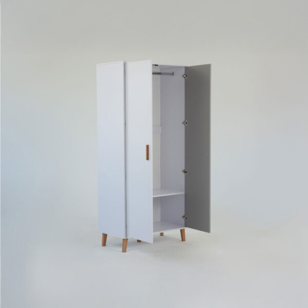 Ντουλάπα Timmy 2D Λευκό-Γραφίτη-Γκρι 90x50x199cm - Image 3