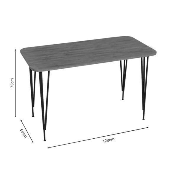 Τραπέζι Polkan pakoworld oak μελαμίνης-μαύρο μέταλλο 120x60x73εκ (x1) - Image 2