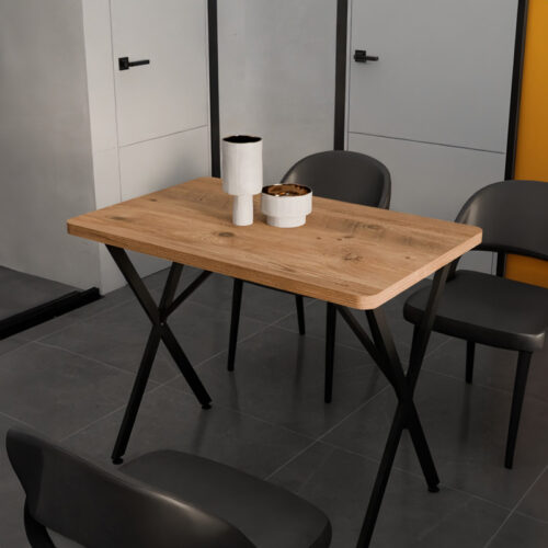 Τραπέζι Zeryin pakoworld oak μελαμίνης-μαύρο μέταλλο 110x70x75εκ (x1)