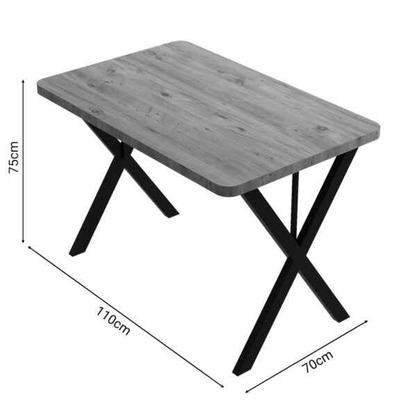 Τραπέζι Zeryin pakoworld oak μελαμίνης-μαύρο μέταλλο 110x70x75εκ (x1) - Image 3