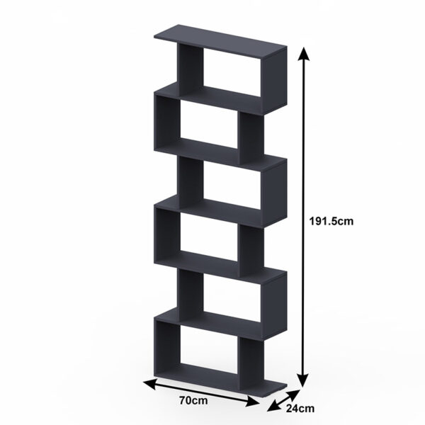 Βιβλιοθήκη Sezen pakoworld σε ανθρακί απόχρωση 70x24x191.5εκ (x1)