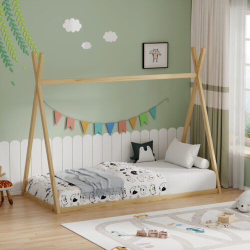 Παιδικό κρεβάτι Lilly τ.Montessori  pakoworld ξύλο πεύκου σε φυσική απόχρωση 90x190εκ (x1)