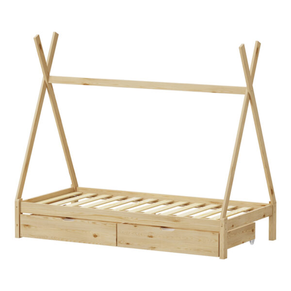 Παιδικό κρεβάτι Lalitto τ.Montessori με 2 συρτάρια τ.Montessori  pakoworld ξύλο πεύκου σε φυσική απόχρωση 90x190εκ (x1) - Image 2