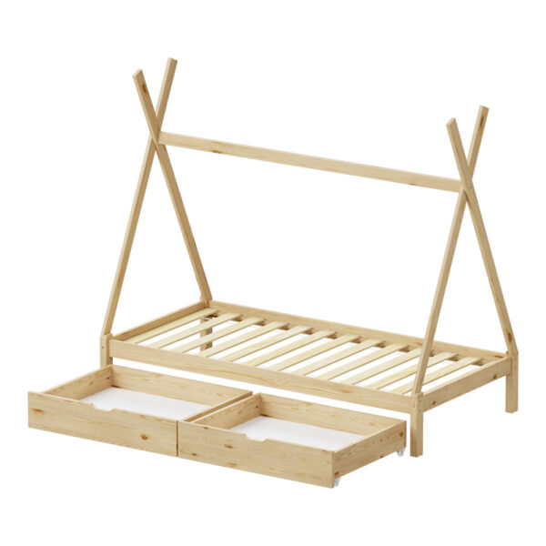 Παιδικό κρεβάτι Lalitto τ.Montessori με 2 συρτάρια τ.Montessori  pakoworld ξύλο πεύκου σε φυσική απόχρωση 90x190εκ (x1) - Image 3
