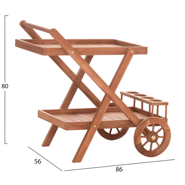 ΔΙΣΚΟΣ ΣΕΡΒΙΡΙΣΜΑΤΟΣ ΣΕ ΤΡΟΛΕΥ ALFRED HM4579 ΞΥΛΟ TEAK--ΦΥΣΙΚΟ 86x56x80Υεκ. (x1) - Image 2