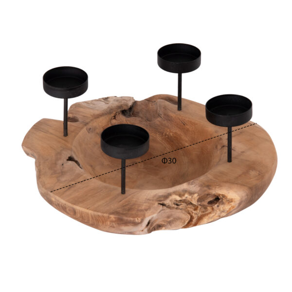 ΕΠΙΤΡΑΠΕΖΙΟ ΚΗΡΟΠΗΓΙΟ/BOWL FRAN HM4390 ΞΥΛΟ ΤΕΑΚ-ΜΕΤΑΛΛΟ 30x30x7-15Υεκ. (x1) - Image 2