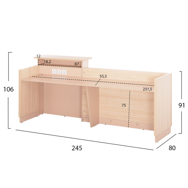 ΓΡΑΦΕΙΟ ΥΠΟΔΟΧΗΣ DALTON HM2068.02 ΜΕΛΑΜΙΝΗ ΣΕ SONAMA-ΜΠΕΖ 240x80x106Υεκ. (x1) - Image 2