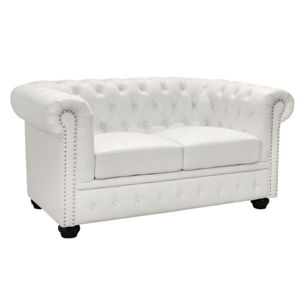 ΚΑΝΑΠΕΣ 2ΘΕΣΙΟΣ T.CHESTERFIELD HM3010.02 ΤΕΧΝΟΔΕΡΜΑ ΛΕΥΚΟ ΜΑΤ 155x90x73 εκ. (x1)