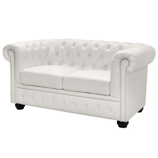 ΚΑΝΑΠΕΣ 2ΘΕΣΙΟΣ T.CHESTERFIELD HM3010.02 ΤΕΧΝΟΔΕΡΜΑ ΛΕΥΚΟ ΜΑΤ 155x90x73 εκ. (x1) - Image 2