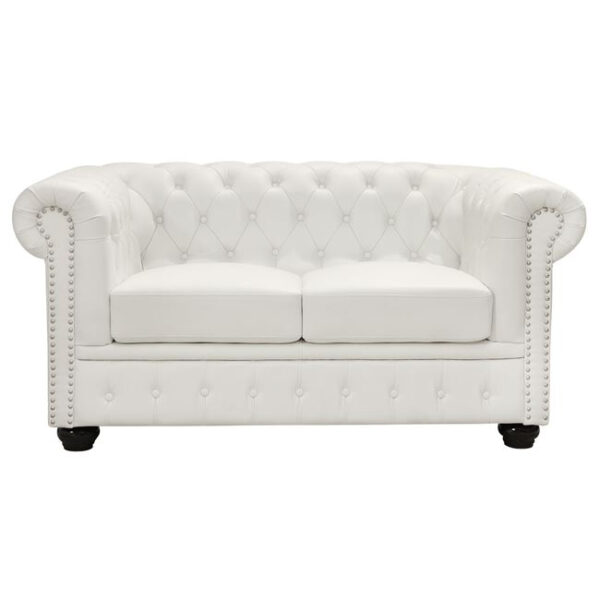 ΚΑΝΑΠΕΣ 2ΘΕΣΙΟΣ T.CHESTERFIELD HM3010.02 ΤΕΧΝΟΔΕΡΜΑ ΛΕΥΚΟ ΜΑΤ 155x90x73 εκ. (x1) - Image 3