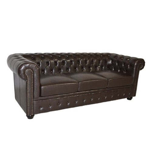 ΚΑΝΑΠΕΣ 3ΘΕΣΙΟΣ T.CHESTERFIELD HM3009.01 ΤΕΧΝΟΔΕΡΜΑ ΣΚΟΥΡΟ ΚΑΦΕ 208x90x73Υ εκ. (x1)