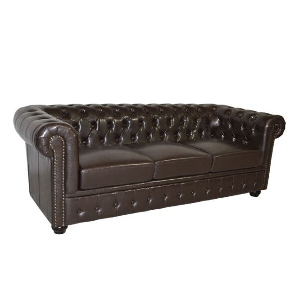 ΚΑΝΑΠΕΣ 3ΘΕΣΙΟΣ T.CHESTERFIELD HM3009.01 ΤΕΧΝΟΔΕΡΜΑ ΣΚΟΥΡΟ ΚΑΦΕ 208x90x73Υ εκ. (x1)