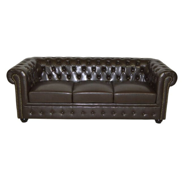 ΚΑΝΑΠΕΣ 3ΘΕΣΙΟΣ T.CHESTERFIELD HM3009.01 ΤΕΧΝΟΔΕΡΜΑ ΣΚΟΥΡΟ ΚΑΦΕ 208x90x73Υ εκ. (x1) - Image 2