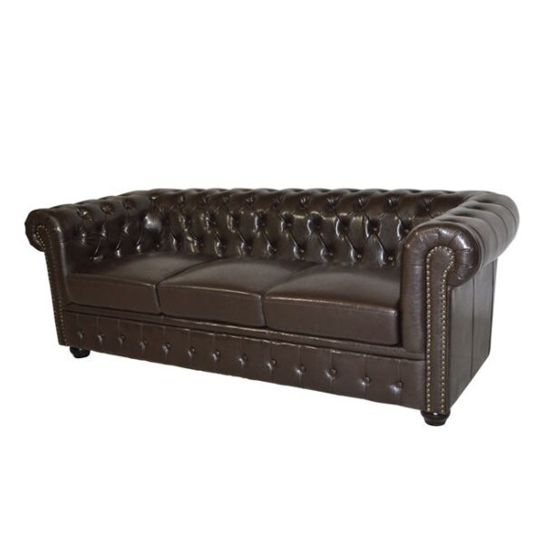 ΚΑΝΑΠΕΣ 3ΘΕΣΙΟΣ T.CHESTERFIELD HM3009.01 ΤΕΧΝΟΔΕΡΜΑ ΣΚΟΥΡΟ ΚΑΦΕ 208x90x73Υ εκ. (x1) - Image 3