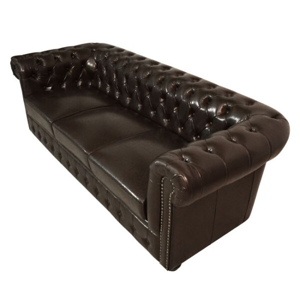 ΚΑΝΑΠΕΣ 3ΘΕΣΙΟΣ T.CHESTERFIELD HM3009.01 ΤΕΧΝΟΔΕΡΜΑ ΣΚΟΥΡΟ ΚΑΦΕ 208x90x73Υ εκ. (x1) - Image 4