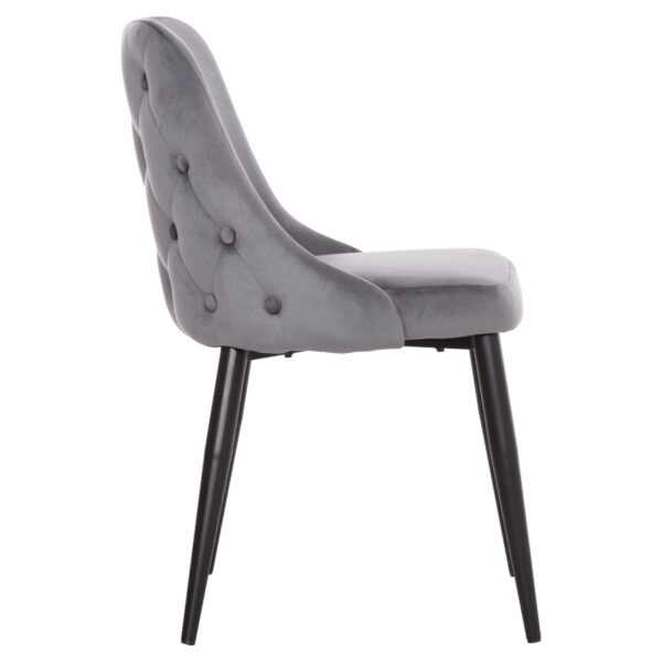 ΚΑΡΕΚΛΑ SERENITY HM8527.11 ΒΕΛΟΥΔΟ ΓΚΡΙ ΜΕ ΜΑΥΡΑ ΜΕΤΑΛΛΙΚΑ ΠΟΔΙΑ 51x54x83,5Υεκ. (x2) - Image 4