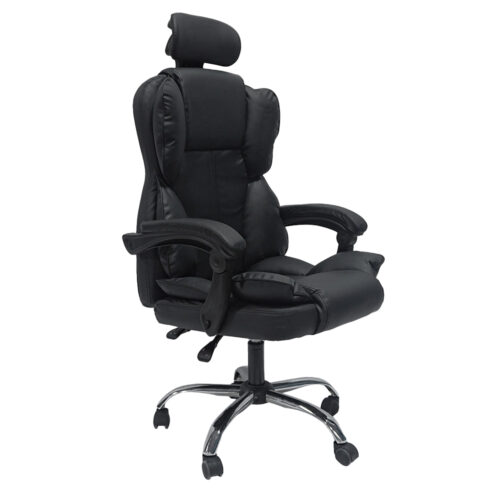ΚΑΡΕΚΛΑ ΓΡΑΦΕΙΟΥ OCTAVIUS HM1202 ΜΑΥΡΟ PVC & NYLON-ΜΕΤΑΛ.ΧΡΩΜΙΟ ΒΑΣΗ 63x73x129Υεκ (x1)
