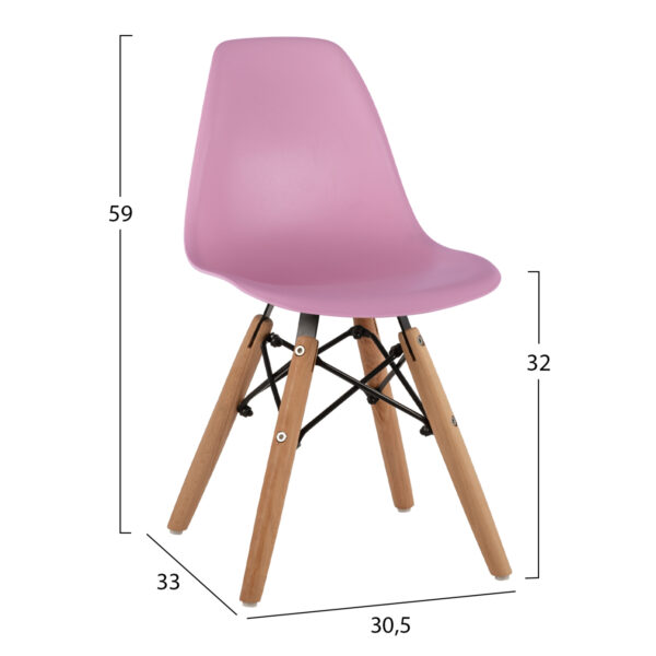 ΚΑΡΕΚΛΑ TWIST KID ΤΜΧ.HM8453.05 ΞΥΛΙΝΑ ΠΟΔΙΑ & ΚΑΘΙΣΜΑ ΡΟΖ PP 30,5Χ33Χ59 ΕΚ (x4) - Image 4