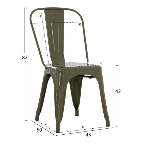 ΚΑΡΕΚΛΑ ΜΕΤΑΛΛΙΚΗ MELITA ΣΕ DARK OLIVE GREEN 43x50x82Y εκ. HM8641.03 (x1) - Image 2