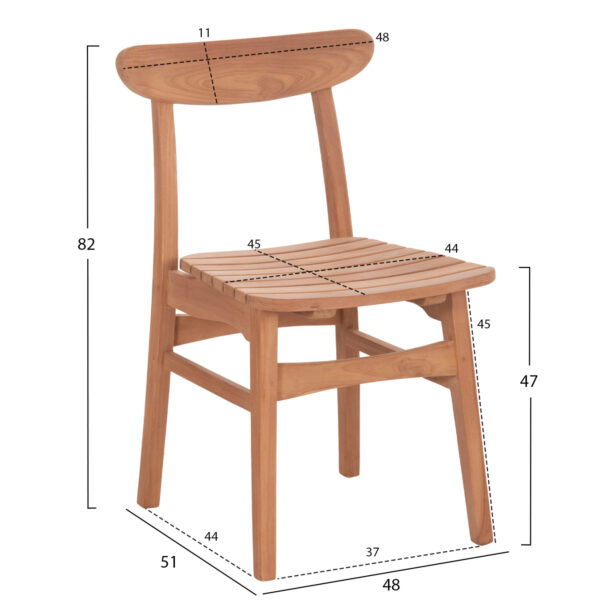 ΚΑΡΕΚΛΑ ΤΡΑΠΕΖΑΡΙΑΣ ΕΞ.ΧΩΡΟΥ ROBBIE HM18115 ΞΥΛΟ TEAK--ΦΥΣΙΚΟ 48x51x82Υεκ. (x1) - Image 2