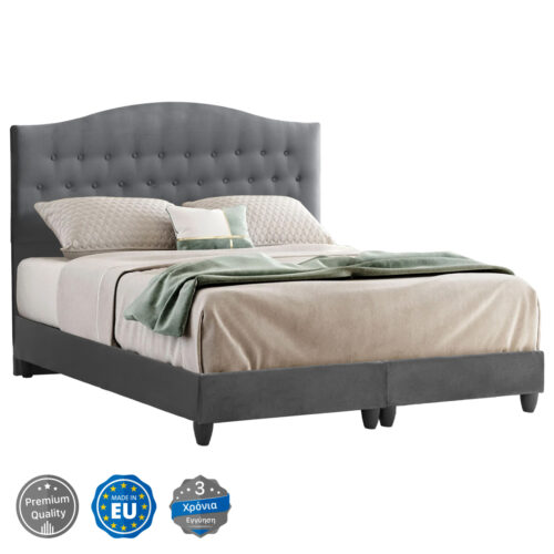 ΚΡΕΒΑΤΙ MALENA ΑΠΟ ΓΚΡΙ ΒΕΛΟΥΔΟ HM638.10 ΓΙΑ ΣΤΡΩΜΑ 150x200 εκ. (x1)
