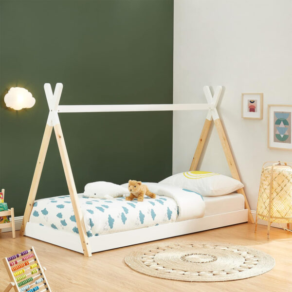 ΚΡΕΒΑΤΙ ΠΑΙΔΙΚΟ MUNK HM699.03 τ.MONTESSORI ΞΥΛΟ ΠΕΥΚΟΥ ΦΥΣΙΚΟ-ΛΕΥΚΟ- 190x90εκ (x1) - Image 2