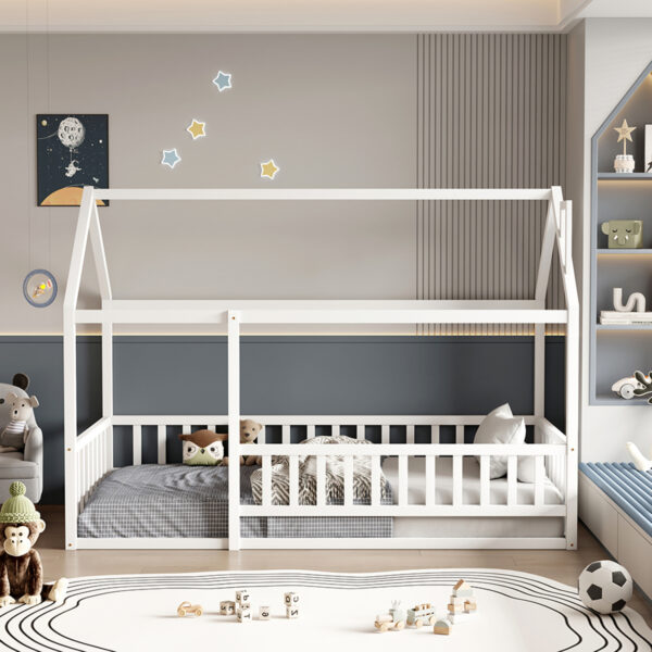 ΚΡΕΒΑΤΙ ΠΑΙΔΙΚΟ ΜΕ ΚΑΓΚΕΛΟ HOUSER HM706.03 τ.MONTESSORI ΞΥΛΟ ΠΕΥΚΟ ΛΕΥΚΟ-190x90εκ (x1) - Image 4