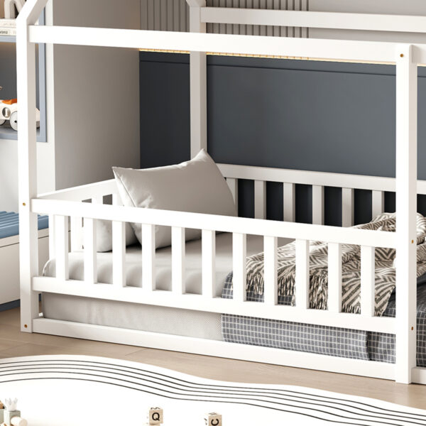 ΚΡΕΒΑΤΙ ΠΑΙΔΙΚΟ ΜΕ ΚΑΓΚΕΛΟ HOUSER HM706.03 τ.MONTESSORI ΞΥΛΟ ΠΕΥΚΟ ΛΕΥΚΟ-190x90εκ (x1) - Image 5