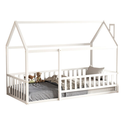 ΚΡΕΒΑΤΙ ΠΑΙΔΙΚΟ ΜΕ ΚΑΓΚΕΛΟ HOUSER HM706.03 τ.MONTESSORI ΞΥΛΟ ΠΕΥΚΟ ΛΕΥΚΟ-190x90εκ (x1)